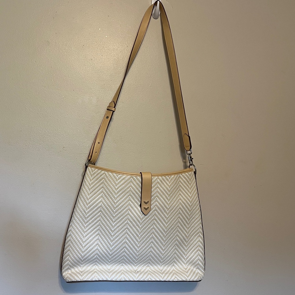 Stella & Dot Crosby - Neutral Woven Chevron Hobo Bag